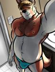 anthro belly biped blue_eyes briefs bulge clothed clothing eyewear fur glasses hair looking_at_viewer male muscular muscular_anthro muscular_male nipples overweight overweight_anthro overweight_male pecs selfie slightly_chubby smile solo standing topless underwear bgn timet canid canine canis mammal wolf 2014 digital_media_(artwork) hi_res