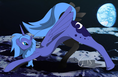 blue_body blue_eyes blue_feathers blue_hair cutie_mark feathered_wings feathers female feral hair horn mane moon quadruped royalty solo space tail wings cetaceaphile friendship_is_magic hasbro my_little_pony mythology princess_luna_(mlp) equid equine mammal mythological_creature mythological_equine winged_unicorn 2011 source_request