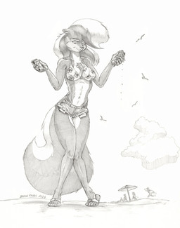 5_fingers 5_toes anthro beach beach_umbrella big_hair big_tail bikini bikini_top biped bottomwear breasts clothed clothed_anthro clothed_female clothing cloud countershade_breasts countershade_face countershade_legs countershade_neck countershade_torso countershading daisy_dukes denim denim_bottomwear denim_clothing denim_shorts dessert eyebrows feet female female_anthro fingers fluffy fluffy_tail food footwear fur group hair holding_food holding_ice_cream_cone holding_object hotpants humanoid_feet humanoid_hands ice_cream ice_cream_cone ice_cream_on_breasts knock-kneed long_hair long_tail looking_down medium_breasts midriff mouth_closed navel outside parasol pattern_bikini pattern_clothing pattern_swimwear plantigrade pose sandals shoes shorts skimpy slim slim_anthro slim_female snout solo_focus standing swimwear tail text toes two-piece_swimsuit baron_engel rosemary_parker_(character) ambient_bird ambient_flier mammal mephitid skunk 2026 artist_name dated english_description full-length_portrait hi_res monochrome pinup portrait traditional_media_(artwork)