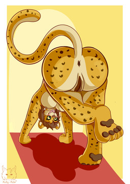 all_fours anthro anus big_butt blush breasts butt close-up female fur genitals green_eyes hair leaning markings nipples nude nude_female open_mouth pawpads paws rear_view simple_background solo vulva yellow_body yellow_fur haty_arts cheetah felid feline mammal digital_media_(artwork) hi_res