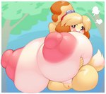 angstrom animal_crossing anthro areola big_areola big_breasts big_nipples black_eyes black_nose blonde_eyebrows blonde_hair blush breast_squish breasts canid canine canis countershading dipstick_tail domestic_dog down ears eyebrow_through_hair eyebrows eyelashes female fur genitals hair hi_res huge_areola huge_breasts huge_nipples hyper hyper_areola hyper_breasts hyper_nipples isabelle_(animal_crossing) mammal markings nintendo nipples orange_body orange_ears orange_fur orange_hair pink_areola pink_nipples pupils pussy shih_tzu solo squish tail tail_markings tied_hair toy_dog translucent translucent_hair two_tone_tail white_body white_countershading white_fur white_pupils white_tail yellow_tail