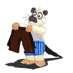 anthro biped black_body bottomwear clothing dressing_up male pants shirt simple_background solo standing topwear underwear white_body piothecloudrat cloud_rat mammal northern_luzon_cloud_rat rodent 1:1 2026