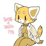 1:1 aggretsuko ailurid anthro big_pepper blush bottomless breasts clothed clothing female mammal mostly_nude no_underwear red_panda retsuko sanrio solo translucent translucent_clothing