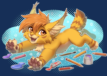 ambiguous_gender claws countershade_torso countershading feet feral front_view fur hair looking_at_viewer paws smile solo stripes tail teeth toes tongue imanika felid feline mammal 2026 digital_drawing_(artwork) digital_media_(artwork)