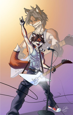 abs anthro chest_tuft clothed clothing cutaway dog_tags electric_guitar electronics fur guitar male microphone muscular muscular_anthro muscular_male music musical_instrument musician open_mouth playing_guitar playing_music plucked_string_instrument rock_(genre) solo string_instrument tail tuft artwolfe canid canine fox mammal 2007 hi_res