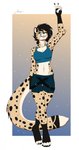 4_toes 5_fingers anthro black_hair blue_eyes breasts clothed clothing eyebrows eyelashes feet female fingers fur hair markings midriff navel smile solo spots spotted_body spotted_fur toes amur cheetah felid feline mammal 2020 digital_media_(artwork) hi_res