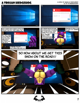 anthro big_muscles big_pecs breaking_the_fourth_wall computer computer_virus_(program) electronics hands_on_hips looking_at_viewer male muscular muscular_male pecs smug_grin solo sonic.exe_(series) speaker speech_bubble talking_to_viewer text trojan_horse_(program) angelic_endowment microsoft microsoft_windows sega sonic.exe_(creepypasta) sonic_the_hedgehog_(series) windows_10 fan_character jadex_(stonehedgeart) eulipotyphlan hedgehog mammal 3d_(artwork) comic digital_media_(artwork) english_text hi_res source_filmmaker_(artwork)