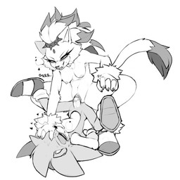 amazon_position anthro big_breasts blush bodily_fluids breasts claws clothing dominant dominant_female duo fangs female fluffy footwear genital_fluids genitals growling heart_symbol larger_female male male/female nipples penetration penis pinned pinning_down sex shoes size_difference smaller_male spread_legs spreading teeth thick_thighs vaginal vaginal_fluids vaginal_penetration ki0nyxie sega sonic_the_hedgehog_(series) blaze_the_cat blaze_the_werecat sonic_the_hedgehog eulipotyphlan felid feline hedgehog hybrid mammal werecat werecreature werefelid werefeline 1:1 absurd_res hi_res monochrome