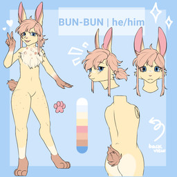 anthro big_ears blue_eyes bread fluffy food fur gesture gradient gradient_fur hair hand_gesture long_hair male markings pawpads solo spots spotted_markings tan_body tan_fur tan_hair v_sign unknown_artist bun_(bunbuniarts) lagomorph leporid mammal rabbit 1:1 hi_res