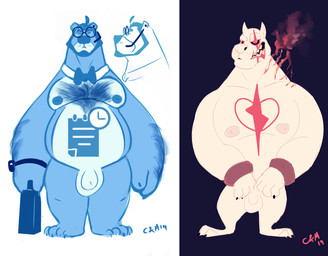 anthro arm_hair balls belly big_belly black_background blue_balls blue_body blue_markings blue_penis body_hair bow_tie chest_hair clock eyes_closed eyewear front_view genitals glasses looking_at_viewer male markings moobs mouth_closed multiple_piercings muscular muscular_anthro muscular_male nude obese obese_anthro obese_male open_mouth overweight overweight_anthro overweight_male penis piercing red_eyes red_markings simple_background solo standing suitcase watch white_background white_balls white_body white_penis wristwatch chocolateandmilk bear canid canine mammal 2019 dated full-length_portrait hi_res portrait signature
