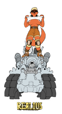 alternate_species anthro anthrofied armored_vehicle belt big_breasts bottomwear breasts cannon casemate clothed clothing female flashing footwear fur gun hat headgear headwear knee_pads machine_gun nipples orange_body orange_fur ranged_weapon shoes shorts sky solo standing sv-001 tank_(vehicle) tracked_vehicle vehicle weapon realius metal_slug fio_germi canid canine mammal absurd_res hi_res