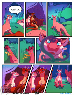 animal_genitalia anus birth_control bitter_leaf blue_eyes blurred_foreground claws close-up dialogue eyelashes feet female female_feral feral furniture genital_slit genitals grass green_eyes hindpaw horn looking_at_another looking_down male male_feral moss motion_lines object_in_mouth onomatopoeia open_mouth outside paws pillow pink_body pink_scales plant rear_view red_body red_scales ripples rock scales sitting sofa sound_effects sparkles standing text tongue tree tree_trunk water waterfall willow_tree conditional_dnp sefeiren frisky_ferals mythology sibling_showdown kindle_(frisky_ferals) lilith_(sefeiren) lily_(sefeiren) dragon mythological_creature mythological_scalie scalie comic digital_media_(artwork) english_text hi_res brother_(lore) brother_and_sister_(lore) sibling_(lore) sister_(lore) sisters_(lore) twins_(lore)