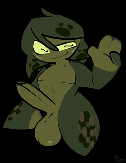 anthro balls big_balls big_penis black_background genitals gesture green_body green_hair hair male navel penis pupils simple_background smile solo thick_thighs toony unusual_pupils waving 1upgobbo jett_(1upgobbo) amphibian frog digital_drawing_(artwork) digital_media_(artwork)
