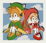 2_tails 5_fingers anthro big_bow big_ears black_nose blue_background blue_eyes bottomwear bowl brown_eyes closed_smile clothed clothed_anthro clothed_male clothing cloud container cosplay crossover_cosplay dress duo eyelashes female fingers footwear fur gloves green_clothing green_footwear green_headwear green_shoes hand_on_face handwear happy headgear headwear legwear looking_at_viewer male male/female monotone_bottomwear monotone_bow monotone_clothing monotone_dress monotone_footwear monotone_gloves monotone_handwear monotone_legs monotone_legwear monotone_pants monotone_shoes monotone_socks mouth_closed multi_tail multicolored_body multicolored_clothing multicolored_face multicolored_fur multicolored_headwear multicolored_tail open_mouth open_smile orange_clothing orange_ears orange_face orange_headwear pants red_bow red_clothing red_dress red_footwear red_headwear red_shoes shoes simple_background sitting smile smiley_face smiling_at_viewer socks tail tan_face tan_legs text tongue white_bottomwear white_clothing white_face white_footwear white_gloves white_handwear white_legwear white_pants white_socks white_tail yellow_body yellow_clothing yellow_ears yellow_face yellow_fur yellow_headwear yellow_tail darlan_space cardcaptor_sakura sega sonic_the_hedgehog_(series) cream_the_rabbit miles_prower 2025 artist_name colored crossover digital_drawing_(artwork) digital_media_(artwork) hi_res shaded signature
