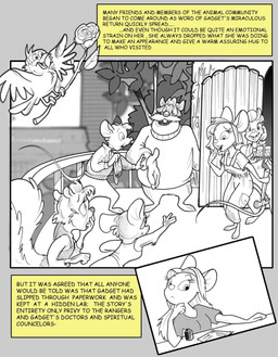 anthro barefoot breasts buckteeth clothing feet female flower fluffy fluffy_tail ice male overalls plant rose_(flower) smile sweater tail teeth text topwear turtleneck worried chris_fischer chip_'n_dale_rescue_rangers disney gadget_hackwrench monterey_jack_(cdrr) avian bird mammal mouse murid murine rodent sciurid tree_squirrel english_text hi_res
