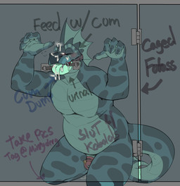 after_oral anthro bdsm belly blush bodily_fluids bondage bound chastity_cage chastity_cage_only chastity_device chastity_device_only countershade_face countershade_hands countershade_neck countershade_tail countershade_torso countershading cum cum_from_mouth cum_in_mouth cum_inside cum_on_ground cum_string cum_while_chaste eyes_closed gag genital_fluids genitals glory_hole kneeling leaking_cum male male_anthro nude nude_anthro nude_male overweight overweight_anthro overweight_male penis public_use ring_gag solo tail teal_body teal_penis tongue tongue_out wearing_chastity_cage wearing_chastity_device mintyderg mythology minty_(mintyderg) aquatic aquatic_dragon dragon mythological_creature mythological_scalie scalie 2022 absurd_res hi_res