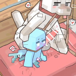 animal_genitalia animal_penis aroused balls bed blue_body blush blush_stickers bodily_fluids canine_genitalia canine_penis censor_bar censored_genitalia censored_penis collar dominant dominant_feral dominant_male dripping duo erection feral fur furniture genital_fluids genitals grey_body grey_fur hand_on_head high-angle_view imminent_sex interspecies knot knotted_penis larger_feral larger_male leash leash_in_mouth leash_pull legless looking_at_another male male/male male_feral male_humanoid male_on_feral male_on_humanoid monotone_body monotone_fur musk object_in_mouth on_bed penis pink_penis precum precum_drip purple_penis quadruped sitting sitting_on_bed size_difference smaller_humanoid smaller_male submissive submissive_humanoid submissive_male sweat_emanata tail tapering_penis text three-quarter_view tongue tongue_out purupuwa microsoft minecraft mojang xbox_game_studios allay canid canine canis humanoid mammal wolf wolf_(minecraft) 1:1 2026 censored digital_drawing_(artwork) digital_media_(artwork) hi_res japanese_text pictographics shaded soft_shading