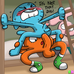 anal anal_penetration anthro balls bed being_watched big_balls big_penis blush blush_lines bodily_fluids bunk_bed clenched_teeth cross-popping_vein duo_focus erection female furniture genital_fluids genitals group huge_penis humanoid_genitalia humanoid_penis looking_at_another male male/male male_penetrated male_penetrating male_penetrating_male nude on_bed penetration penis penis_size_difference precum sex small_but_hung teeth trio voyeur young young_but_hung kingheron cartoon_network the_amazing_world_of_gumball anais_watterson darwin_watterson gumball_watterson aquatic cyprinid cypriniform domestic_cat felid feline felis fish goldfish lagomorph leporid mammal rabbit 1:1 adopted_(lore) brother_(lore) brother_and_sister_(lore) brothers_(lore) incestuous_voyeur_(lore) pseudo_incest_(lore) sibling_(lore) sister_(lore)