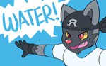 anthro aqua_grunt bandanna canid canine clothed clothing english_text exclamation_point generation_3_pokemon gloves grunt_(pokemon) handwear hi_res imdanuki kerchief male mammal nintendo open_mouth pokemon pokemon_(species) poochyena solo team_aqua teeth text yelling