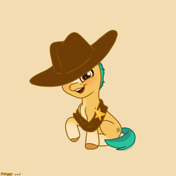 bent_legs brown_clothing brown_hat brown_headwear brown_hooves brown_line_art brown_sash clothing cowboy_hat cutie_mark feral fur green_mane green_tail happy hat headgear headwear hooves light male male_feral mane multicolored_body multicolored_fur multicolored_mane open_mouth open_smile orange_body orange_eyes orange_fur quadruped red_tongue sheriff sheriff_badge short_mane simple_background sitting smile smiling_at_viewer solo tail tan_background tan_body tan_fur teeth text tongue two_tone_body two_tone_fur two_tone_mane two_tone_tail unguligrade starburst_uwu hasbro mlp_g5 my_little_pony hitch_trailblazer_(mlp) earth_pony equid equine horse mammal pony 1:1 2023 absurd_res artist_name colored colored_line_art digital_drawing_(artwork) digital_media_(artwork) hi_res lighting