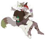 4_toes 5_fingers anthro black_nose blue_eyes clothed clothing eyes_closed feet fingers fur grey_body grey_fur hair male open_mouth red_hair smile teeth toes tongue eihman felid feline mammal 2020 digital_media_(artwork)