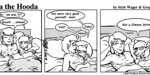 anthro bed bed_sheet bedding breasts dialogue duo eyes_closed female fur furniture hair male male/female nude nude_female nude_male pillow text style_wager dela_the_hooda edith_picadelly jake_mcross human mammal mouse murid murine rodent 2000 comic english_text greyscale monochrome