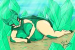 anthro big_breasts breasts butt female genitals looking_at_viewer nipples non-mammal_breasts nude pussy smile solo tekandprieda_(artist) crema_(company) temtem crystle_(temtem) reptile scalie temtem_(species) 2020