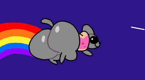 anus big_butt bouncing_butt butt feral fur grey_body grey_fur looking_at_viewer quadruped solo space trailing_rainbow x_anus superiorfox nyan_cat_(copyright) nyan_cat domestic_cat felid feline felis mammal poptart_creature 2023 2d_animation animated animated_gif digital_media_(artwork) meme short_playtime