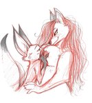 anthro big_breasts breast_squeeze breasts duo eye_contact female female/female hair half-closed_eyes interspecies_romance looking_at_another narrowed_eyes red_hair romantic romantic_couple seductive size_difference smile squeezing october_daphne legends_of_heraldale holly_le_fay shun_(character) canid canine canis fox mammal wolf absurd_res hi_res