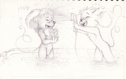 ambiguous_gender anthro bath duo fur paws simple_background text wet white_background twymouse luxor noxor mammal mouse murid murine rodent absurd_res english_text graphite_(artwork) hi_res monochrome traditional_media_(artwork)