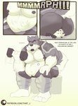 abdominal_bulge anthro anthro_pred armor belly big_belly big_butt biped bulge bullying butt chest_tuft crush digestion dominant exercise facesitting facial_hair feet fur goatee grey_body grey_fur larger_anthro larger_male lifting male micro muffled muffled_moaning muffled_speech musclegut muscular navel obese obese_anthro obese_male overweight overweight_anthro overweight_male paws pecs plant sitting_on_another size_difference smaller_anthro smaller_male smothering squish stump tail text trapped trapped_in_butt tree tuft vore weightlifting weights workout that_j bear canid canine canis giant_panda mammal wolf absurd_res comic digital_drawing_(artwork) digital_media_(artwork) english_text hi_res url