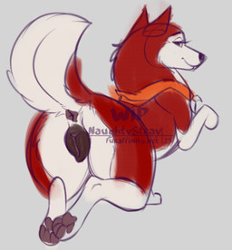 animal_genitalia animal_vulva canine_genitalia canine_vulva digitigrade female female_feral feral fluffy genitals in_heat looking_at_viewer looking_back looking_back_at_viewer outline pawpads paws raised_tail rear_view solo standing tail thick_tail three-quarter_view vulva naughtystray balto_(series) universal_studios jenna_(balto) canid canine canis domestic_dog husky mammal nordic_sled_dog spitz colored digital_drawing_(artwork) digital_media_(artwork) flat_colors full-length_portrait portrait sketch