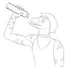 anthro clothing fingers hair male shirt short_hair snout solo tank_top thermos tongue tongue_out topwear yellingbox cavemanon_studios goodbye_volcano_high snoot_game reed_(gvh) dinosaur dromaeosaurid prehistoric_species reptile scalie theropod velociraptor 2023 black_and_white dated hi_res monochrome signature