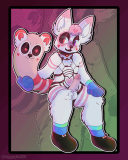 anthro balls blush collar ears_up erection fur genitals hair harness male markings penis pink_hair sitting solo white_body white_fur psychedelipup puppyspice420 canid canine canis domestic_dog mammal 4:5 animated animated_gif hi_res short_playtime