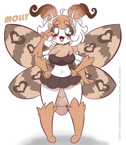 4_arms 4_fingers :3 antennae_(anatomy) anthro biped blush blush_stickers bottomwear breasts brown_body brown_fur brown_hair brown_wings clothed clothing crop_top female fingers front_view fur hair happy heart_symbol midriff multi_arm multi_limb multicolored_body multicolored_hair navel neck_tuft open_mouth open_smile shirt simple_background skirt smile solo standing topwear tuft two_tone_body two_tone_hair white_background white_body white_hair wings jasminthemanticore molly_the_moth animal_humanoid arthropod arthropod_humanoid humanoid insect insect_humanoid lepidopteran lepidopteran_humanoid moth moth_humanoid 2022 digital_drawing_(artwork) digital_media_(artwork) full-length_portrait hi_res portrait