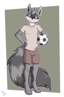 anthro ball biped black_markings black_nose bottomwear cheek_tuft closed_smile clothed clothing countershade_face countershade_torso countershading digitigrade eyewear facial_markings facial_tuft fluffy fluffy_tail front_view glasses grey_body hand_on_hip hand_on_own_hip head_markings head_tuft holding_ball holding_object male markings mask_(marking) mouth_closed multicolored_body ring_(marking) ringed_tail shirt shorts simple_background smile soccer_ball solo standing striped_markings striped_tail stripes tail tail_markings topwear tuft two_tone_body wearing_glasses white_body white_countershading young young_anthro young_male fuf mammal procyonid raccoon 2019 2:3 hi_res