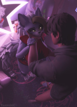 anthro big_breasts big_butt big_tail breasts butt clothing colored_nails duo female genitals glowing glowing_eyes handjob looking_at_another machine male male/female masturbation mirror nails penile penis sex tail taanukic reivene3d_(modeler) five_nights_at_freddy's five_nights_at_freddy's:_security_breach scottgames steel_wool_studios roxanne_wolf animatronic canid canine canis human humanoid mammal robot wolf 3d_(artwork) digital_media_(artwork) hi_res