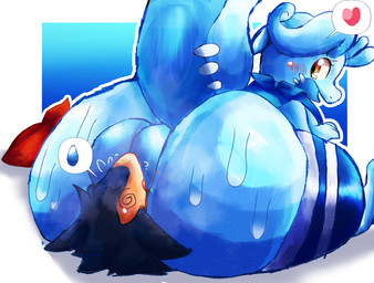 antennae_(anatomy) anthro backsack balls big_balls big_butt blue_background blue_body blue_clothing blue_fur blue_kerchief blue_legwear blush blush_lines bodily_fluids border butt clothing dizzy dizzy_eyes duo emanata facesitting femboy footwear fur genitals gradient_background hair head_tuft heart_symbol huge_butt kerchief legwear long_ears lying male male/male musk open_mouth red_eyes red_kerchief sex simple_background sitting sitting_on_another socks speech_bubble sweat sweat_emanata sweatdrop sweaty_butt tan_body tan_fur thick_thighs tuft white_border felipotyphlosion mythology nintendo pokemon fan_character dragon generation_2_pokemon generation_6_pokemon goodra mammal mythological_creature mythological_scalie pokemon_(species) scalie typhlosion hi_res