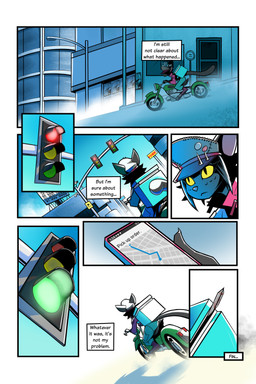 anthro black_body black_fur black_hair cellphone clothed clothed_anthro clothed_female clothing electronics female female_anthro fur hair jacket motorcycle phone pink_clothing pink_jacket pink_topwear short_hair smartphone solo text topwear traffic_light vehicle yellow_eyes gatonejo mono_(gatonejo) domestic_cat felid feline felis mammal 2025 absurd_res comic digital_drawing_(artwork) digital_media_(artwork) english_text hi_res multiple_scenes