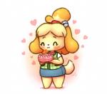 :3 barefoot bell birthday blonde_hair blush bottomwear cake candle clothed clothing daww dessert feet female flat_chested food fully_clothed fur hair happy heart_symbol holding_object jingle_bell miniskirt monotone_bottomwear monotone_clothing monotone_skirt raised_hand shirt short_hair simple_background skirt smile solo standing tail tail_motion tailwag topknot topwear vest white_background yellow_body yellow_fur krocodilian animal_crossing nintendo isabelle_(animal_crossing) canid canine canis domestic_dog mammal shih_tzu toy_dog 2018 full-length_portrait portrait