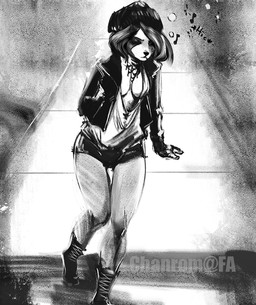 anthro clothed clothing drunk female outside solo substance_intoxication chanrom ailurid mammal red_panda monochrome