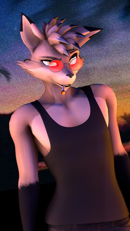 anthro black_body black_clothing black_fur black_highlights black_shirt black_tank_top black_topwear bottomwear brown_body brown_fur brown_hair clothed clothed_anthro clothed_male clothing denim denim_bottomwear denim_clothing eyewear fur glasses hair highlights_(coloring) jeans looking_at_viewer male multicolored_body multicolored_fur multicolored_hair pants shirt smoking_joint solo tank_top topwear two_tone_body two_tone_fur two_tone_hair wearing_glasses yellow_eyes psikokinetic warfaremachine_(modeler) psiko_(psikokinetic) canid canine canis jackal mammal 2024 3d_(artwork) 9:16 absurd_res digital_media_(artwork) hi_res source_filmmaker_(artwork)