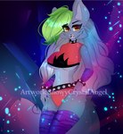 2022 anthro artist_name bracelet breasts canid canine canis clothed clothing collar digital_media_(artwork) eyebrows female five_nights_at_freddy's five_nights_at_freddy's:_security_breach fur hair jewelry legwear mammal midriff open_mouth roxanne_wolf scottgames simple_background smile snowycrystalangel solo spiked_bracelet spiked_collar spikes steel_wool_studios stockings under_boob wolf