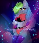 anthro bracelet breasts clothed clothing collar eyebrows female fur hair jewelry legwear midriff open_mouth simple_background smile solo spiked_bracelet spiked_collar spikes stockings under_boob snowycrystalangel five_nights_at_freddy's five_nights_at_freddy's:_security_breach scottgames steel_wool_studios roxanne_wolf canid canine canis mammal wolf 2022 artist_name digital_media_(artwork)