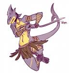 anthro bandage breasts empty_eyes female grey_body grey_skin khopesh long_tail melee_weapon non-mammal_breasts sickle_sword simple_background small_breasts solo sword tail tribal weapon white_background wrapping tanks_(artist) nyjasca fish marine shark