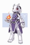 2019 4_fingers anthro boss_monster_(undertale) bovid caprine claws digital_media_(artwork) eyelashes finger_claws fingers fire hi_res horn looking_at_viewer lordyanyu machine mammal metallic_body purple_body red_eyes robot robot_anthro solo toriel undertale undertale_(series) white_claws white_fingers white_horn