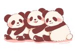 anthro biped black_body black_nose blush gesture group simple_background sitting waving white_body araru bear giant_panda mammal 2024 hi_res