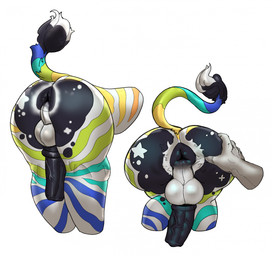 animal_genitalia animal_penis anthro anus anus_focus backsack balls bent_over big_anus big_butt black_anus black_penis butt butt_focus butt_grab equine_genitalia equine_penis femboy fur genitals hand_on_butt male multicolored_body multicolored_fur nude penis penis_tuck perineum perineum_in_anus presenting presenting_anus rainbow_body rainbow_fur rear_view spread_anus spreading tail thick_thighs wide_hips zyiichy equid equine mammal digital_media_(artwork) hi_res