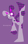 anthro female flexible holding_leg holding_leg_up no_shading one_leg_up purple_background purple_body purple_eyes raised_leg simple_background smile splits spread_legs spreading standing vertical_splits whiskers alphasoup five_nights_at_freddy's scottgames bunglitch_(alphasoup) fan_character digital_creature lagomorph leporid mammal rabbit 2023 digital_media_(artwork) lineless restricted_palette