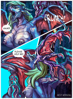 ambiguous_gender anthro bite blue_body blue_scales breasts corruption female mutation nude piercing scales solo tail tail_mouth transformation unusual_anatomy unusual_tail misty_morning mythology elnath dragon mythological_creature mythological_scalie scalie comic hi_res